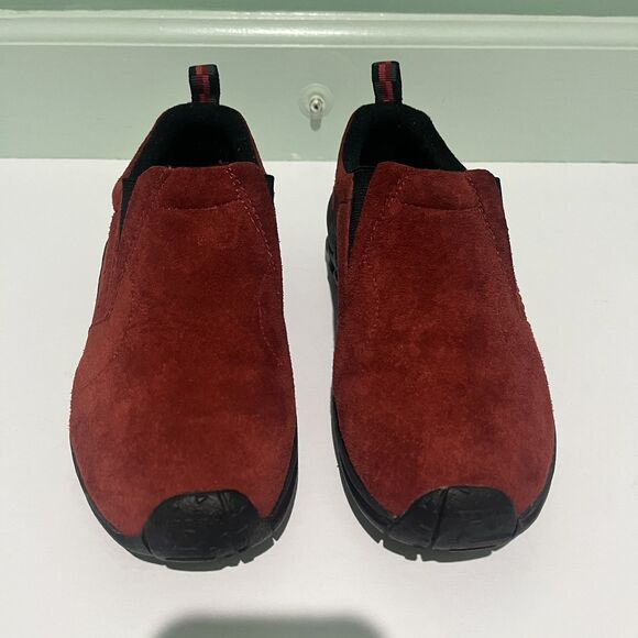 Merrell Shoes Women's Size 6.5 Jungle Moc Red Sunset Suede Leather Slip On Mules - Picture 14 of 14